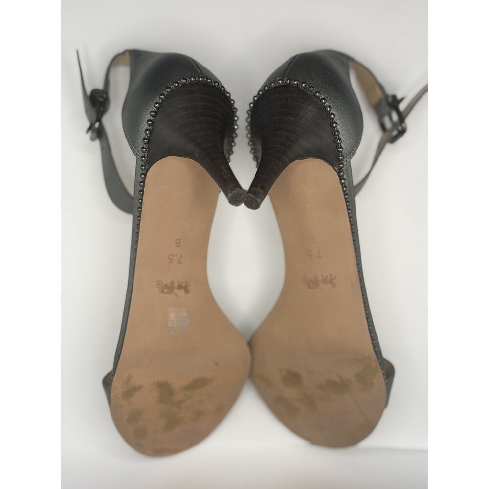 Coach Gunmetal Metallic Leather Ankle Strap Heeled Sandals Women's Size 7.5B - Picture 6 of 6